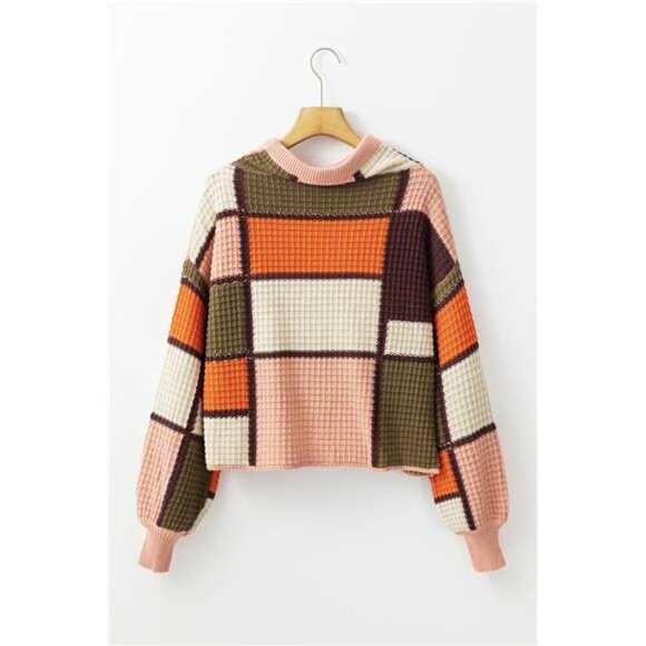 Drawstring Color Block Mock Neck Sweater - Picture 7 of 11